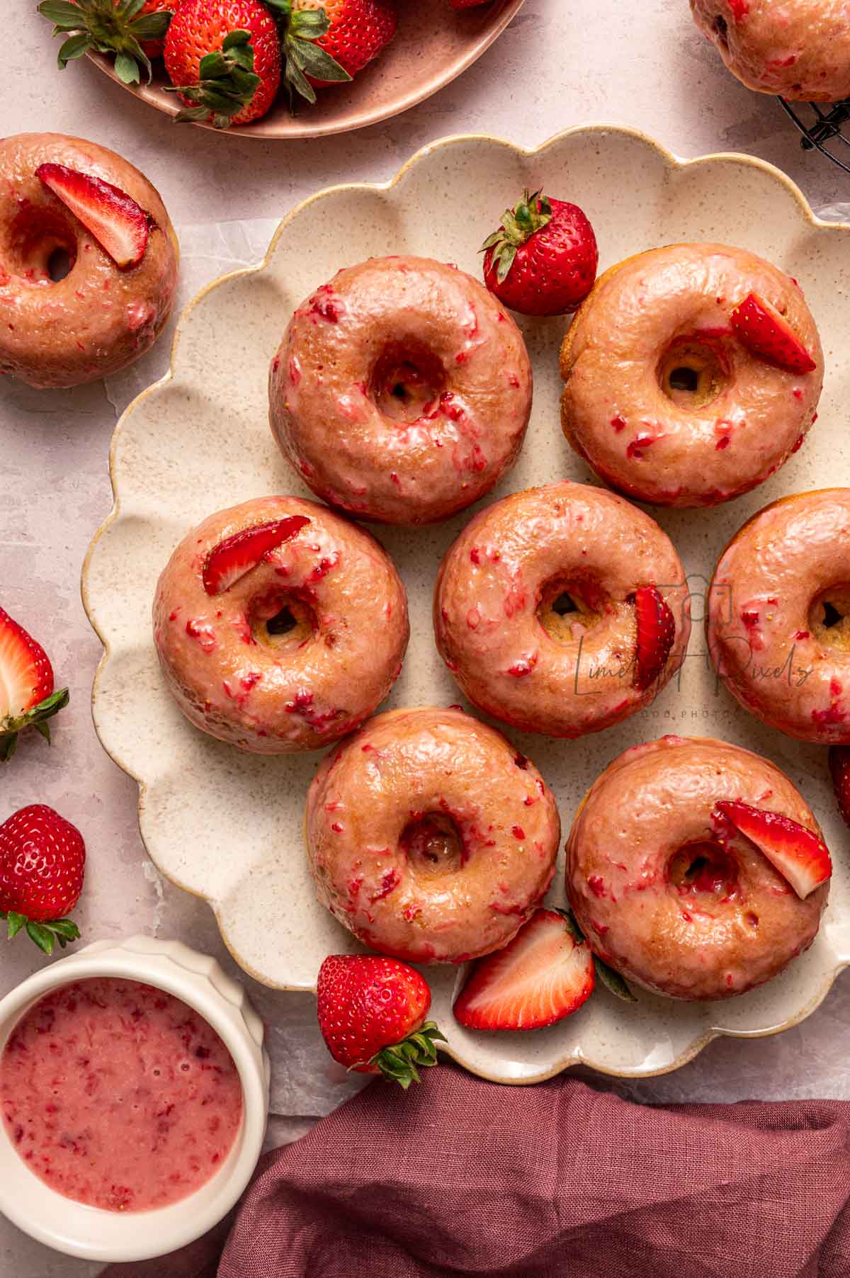 Strawberry Donuts with Strawberry Glaze (Baked) - Exclusive Recipe