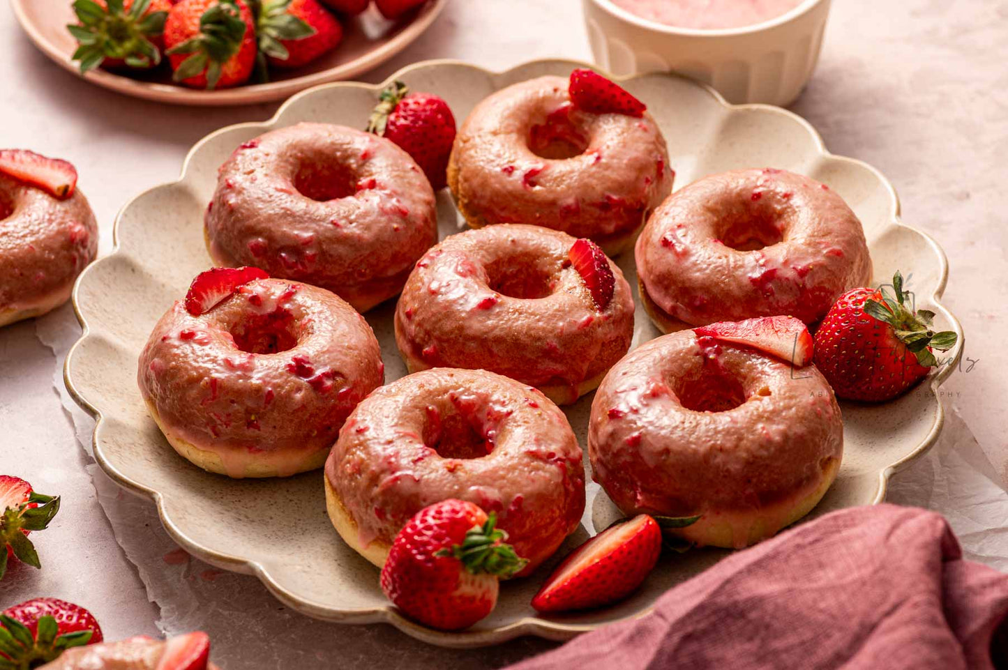 Strawberry Donuts with Strawberry Glaze (Baked) - Exclusive Recipe