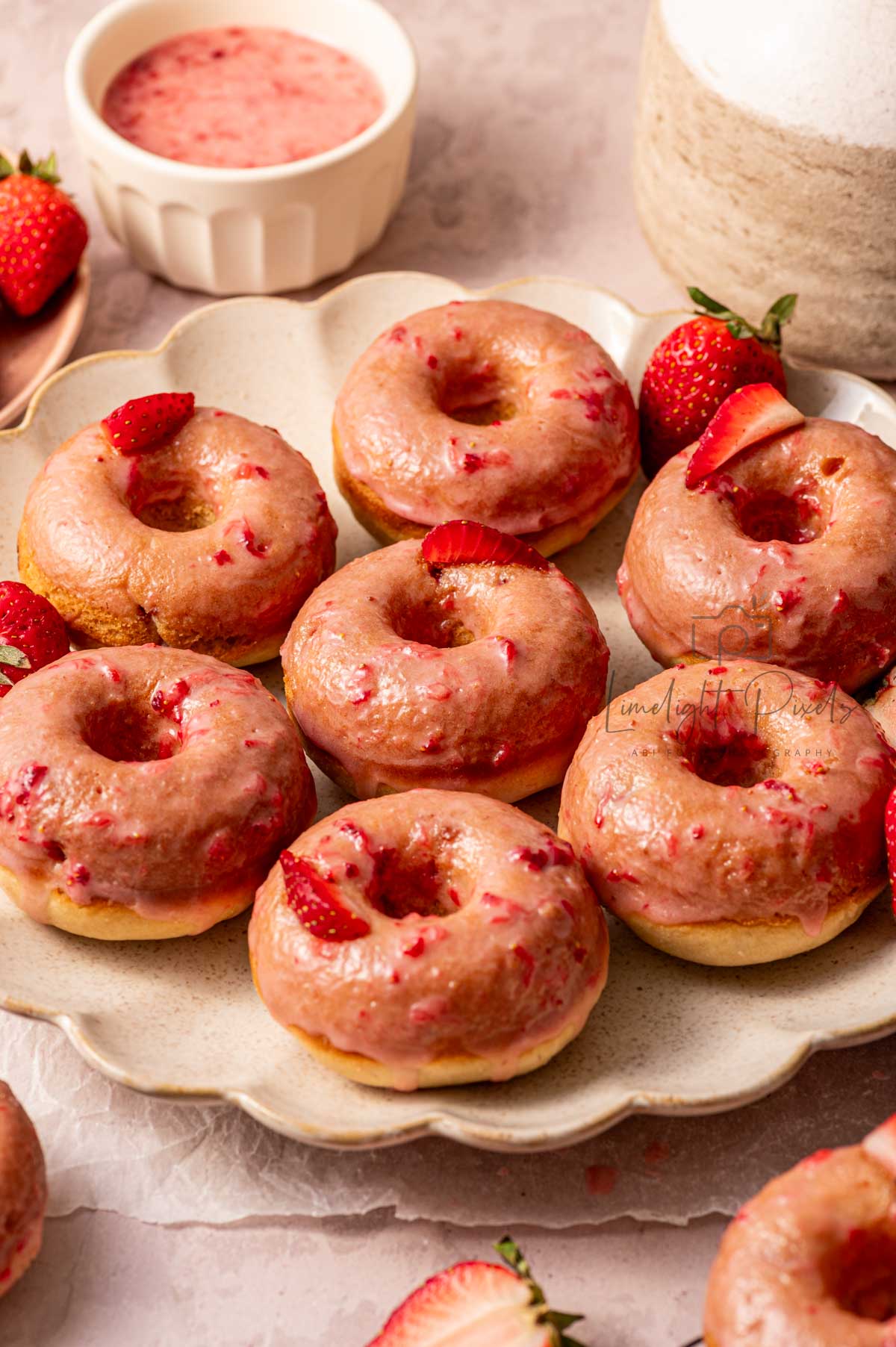 Strawberry Donuts with Strawberry Glaze (Baked) - Exclusive Recipe